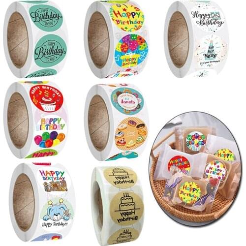 500pcs Cute Happy Birthday Stickers Birthday Gift Decoration Tag Sealing Label Kids toys Gift Package Scrapbooking Stickers