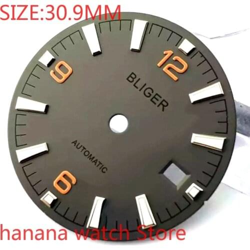30.9mm premium watch accessories orange dial mens watch night dial, suitable for Eta 2824/2836 Miyota 8215/8205/821a MH35 36