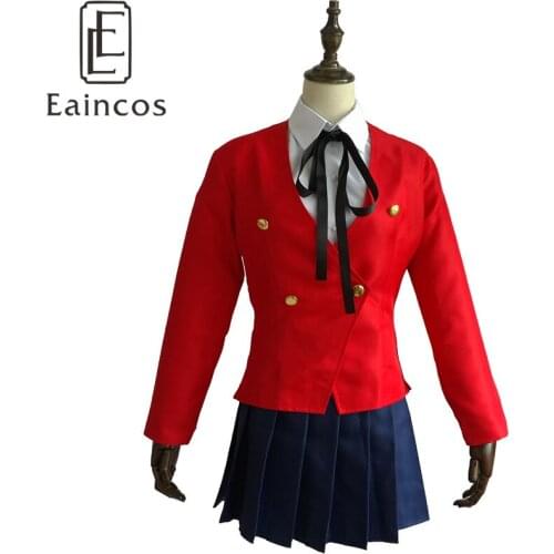 Free Shipping Anime Tiger Dragon Toradora Aisaka Taiga Cosplay Party Costume Dress Girls School Uniform Customized Size