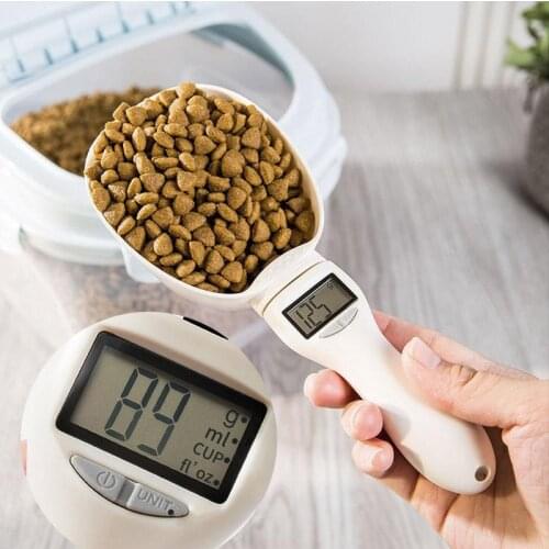 Food Scale Cup Dog Drinking Water Scoop Cat Feeding Spoon pets Pet Food Measuring Scoop With LED Display Drop Shipping