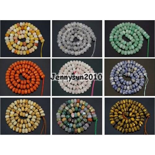 Natural Gems Stones Faceted Rondelle Spacer Loose Beads 15.5'' 4mm x 6mm 5mm x 8mm for Jewelry Making Crafts 5 Strands/Pack
