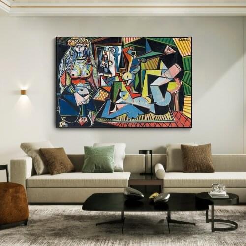 Les Femmes D 'Alger Canvas By Famous Ous Pablo Picasso Adorns The Wall of The Living Room with Cuadro Printed Wall Art Pictures