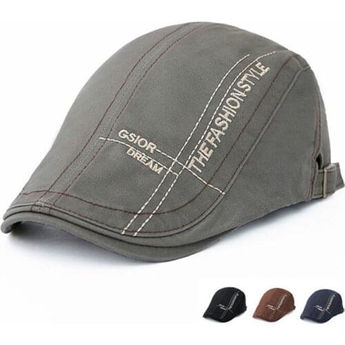 Autumn Adult Mens Hat Cotton Letter Embroidered Beret Personality Fashion British Style Men Sports Cap Adjustable Size