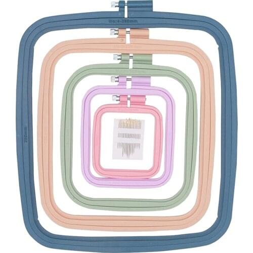 5 Pcs Embroidery Hoop Rectangle Embroidery Frame Cross Stitch Hoop Sewing Tool for Art Craft Handy Sewing,with Needles