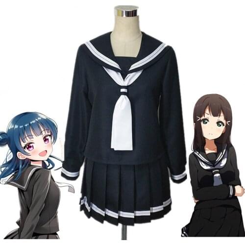 Japanese Anime Love Live Sunshine Cosplay Costume Takami Chika Girls Sailor Uniforms Love Live Aqours School Costume party Dress