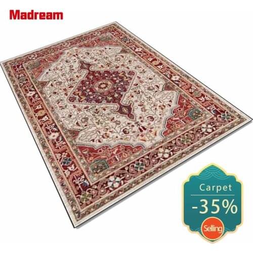 European Style Living Room Carpet Persian Ethnic Style Red Retro Printed Rug Home Bedroom Bedside Area Mat 100X160CM Big Carpet