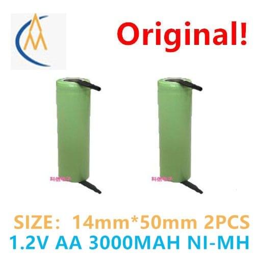 2PCS 1.2 VAA charging battery with welding piece electric razor 3000mAh instrument barber enough for electric tools