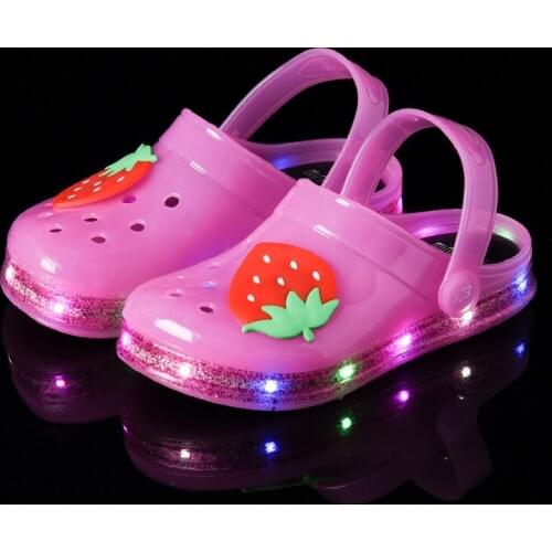 Twinkle Light Chidrens Clogs Transprant Jelly Light Outdoor Hole Kids Mules Fruits Pin Boy Girls Jelly Shoes