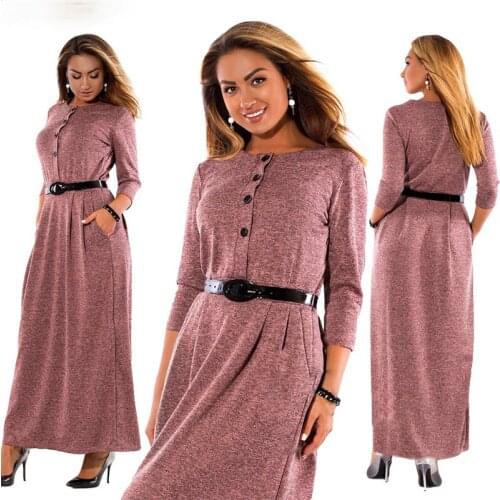 Fashionable elegant solid Dress big sizes new 2019 Autumn Winter Plus Size long dress maxi party dress vintage vestidos L-6XL