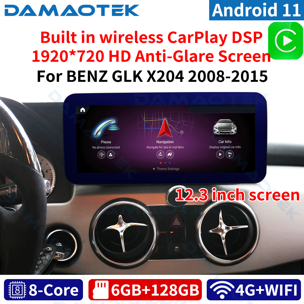 DamaoTek Android 10.0 12.3” multimedia car Android for Mercedes Benz GLK X204 2008-2015 car radio som automotivo para carro