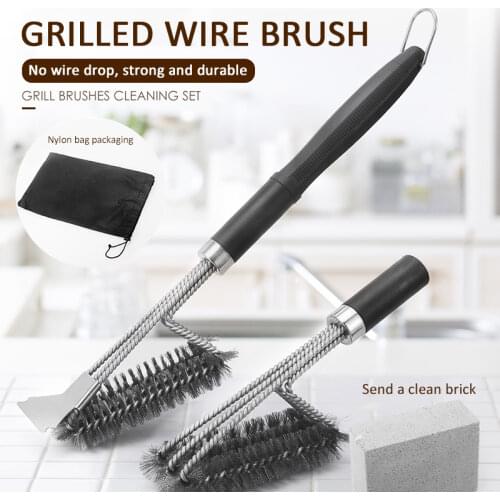 Stainless Steel Grill Brush Scraper Best BBQ Cleaner Perfect Tools For All Grill Types Including Ideal Barbecue Cleaning Brush