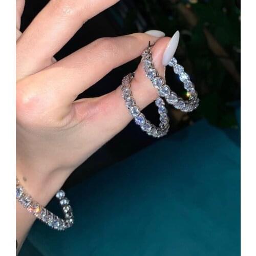 European American Fashion The New AAA Zircon Colorful Crystal Round Big Circle Earrings For Women Mujer Jewelry Dropshipping