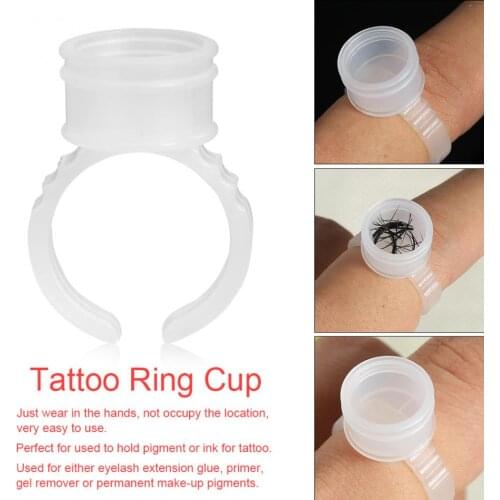 100/200/500pc Disposable Tattoo Ink Rings Microblading Eyebrow Tattoo Makeup Glue Pigment Holder Container Cup Support Braces