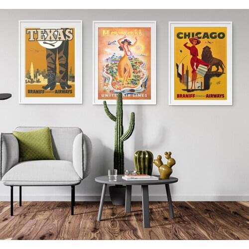 Visit New York Texas Travel Posters and Prints Vintage Wall Picture Decorative Painting Canvas Art for Home Room Decoration