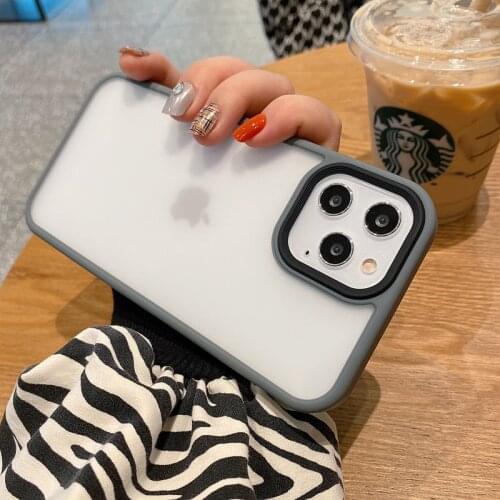 Luxury bumper transparent armor shockproof matte transparent protective case for iPhone 12 11 Pro Max Mini X XR XS 7 8 Plus case