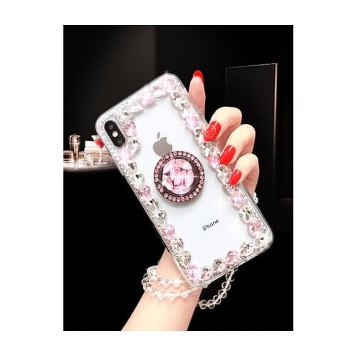 LaMaDiaa Cute 3D Diamond drill flower Ring Soft Case For Xiaomi Redmi 9 9A 9T Pro Note9 Pro Max Note9S Note8 Pro Cover Case