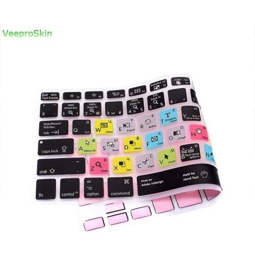 Russian InDesign For MacBook Pro Retina Air 13" 15" Shortcuts Hotkeys Silicone Keyboard Skin Cover Keyboard Protective Film