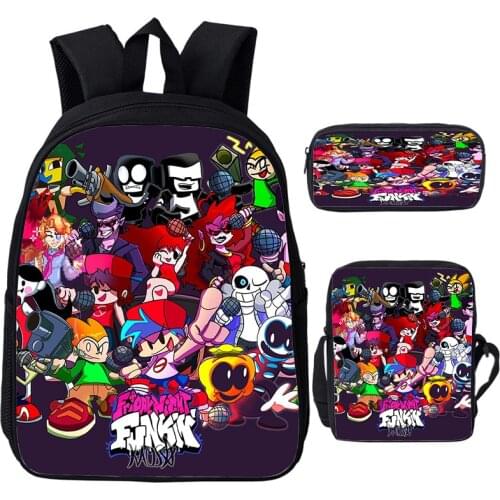 Game Friday Night Funkin Backpack 3 Set Travel Bagpack Children School Bag Zipper Bookbag Anime Backpacks for Girls Boys Mochila