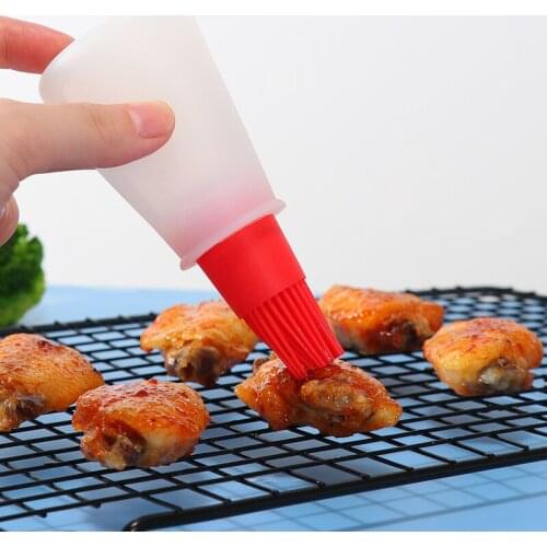High Temperatur Resistant Silicone Oil Bottle With Cap Barbecue Brush with Scale Sauce Butter Brush Kitchen cooking Accessory