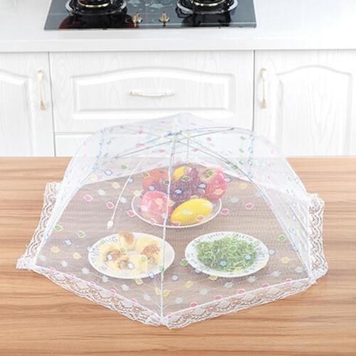 Foldable Dustproof Bug Fly Net Mesh Umbrella Kitchen Dish Food Cover Tent Tool