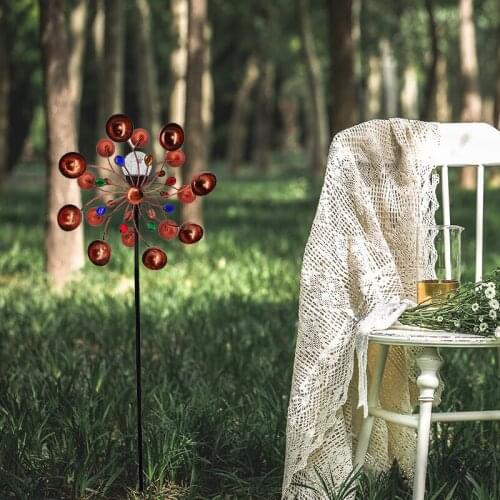 Solar Wind Spinners Outdoor Metal Yard Spinner Double Spiral Solar Spinner Garden Yard Lawn Decorations with Direction TN88