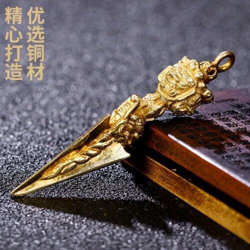 Tibetan Buddhist Practices in Tibet Articles Copper and Gold Three-Sided Puba Diamond Pendant
