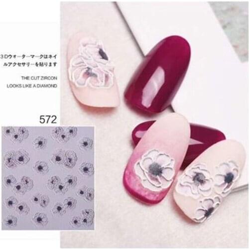 6D Cubic Japanese Style Engraved Flowers Water Slide Nail Decals Nail Sticker Women Girl Gifts