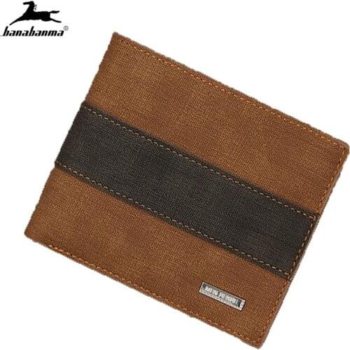 Mens Wallet Vintage Money Bag Solid Color Leather Business Short Card Billetera Hombre Wallets Patchwork Soft Purse Coin