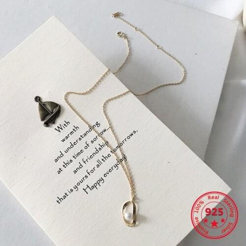 Factory Price 100% 925 Silver Fashion Minimalism Delicate Pearl Pendant Necklace Fine Jewelry for Female