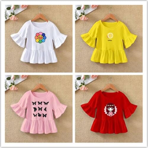 VIDMID Girls short Sleeve T-shirts cotton Cartoon t-shirts Baby Girls Tops T-shirt summer Children unicorn Clothing P72