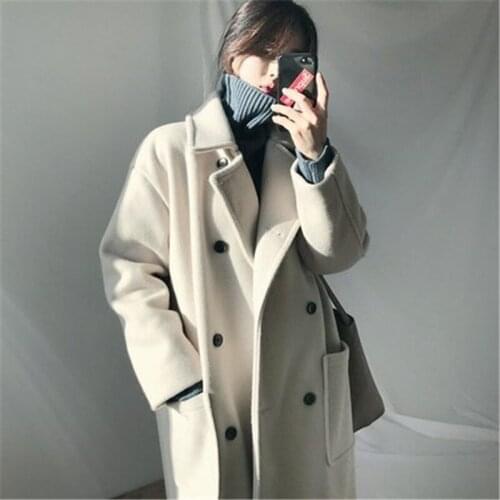 Fashion Long Woolen Coat Female 2020 new Korean Autumn Winter Long Sleeve Thickening Wool Jackets for Women Overcoats