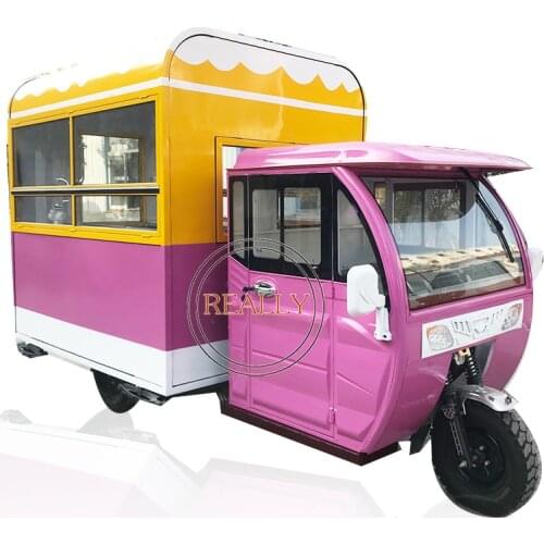 Customized 3.6m steel gas Mobile Fast Food Truck Electric Tricycle Ice Cream Cart for sale