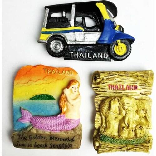 Handmade Painted Thailand Mermaid Beach Elephant 3D Fridge Magnets Tourism Souvenirs Refrigerator Magnetic Stickers Gift