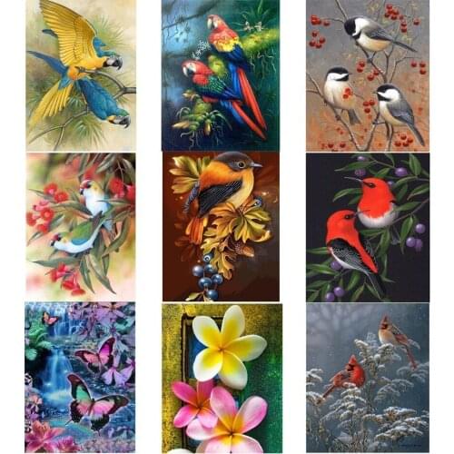 Birds Flower Diamond Painting 5D Full Round Embroidery DIY Animal Tree Resin Pictures Home Decoration New
