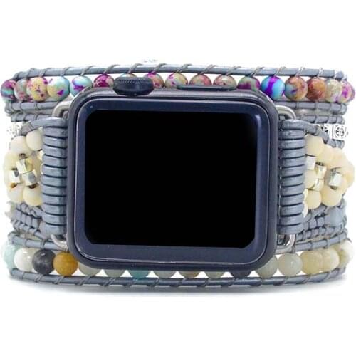 Emperor Stone Bracelet for Apple Watch Band BOHO Crystal Leather Bracelet 5 Wrap Watch Band for Gifts Wholesale