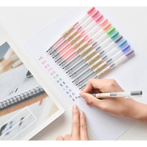 12pcs/lot 12 Colors Gel Pen 0.5mm Color Ink Pen for School Stationery Student Marker Pen Office Supplies material escolar