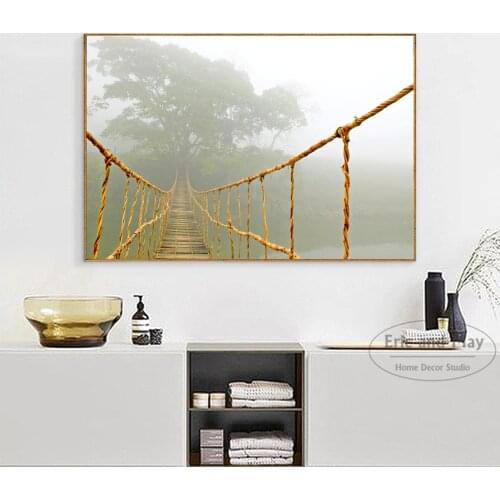Bridge And Sea Wave Landscape Canvas Art Print Painting Poster Wall Pictures For Living Room Decoration Home Decor No Frame