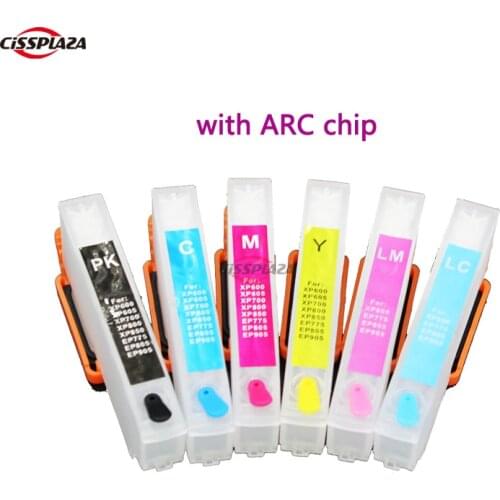 CISSPLAZA 6PCS 24XL T2431 compatible For Epson XP55 XP750 XP760 XP850 XP860 XP950 XP960 Refillable Ink Cartridge with ARC chips