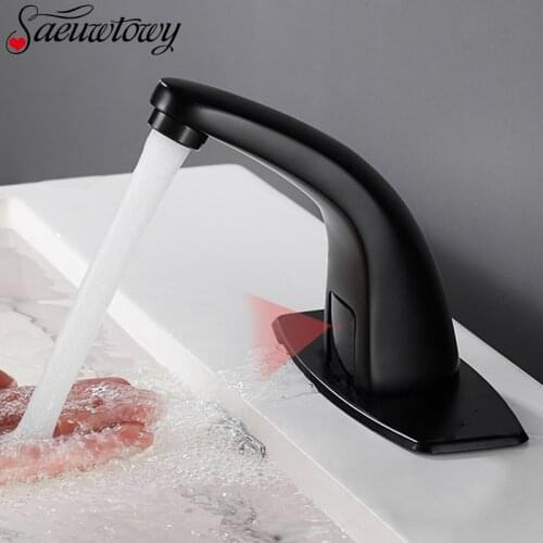 Matte Black Sensor Smart Basin Faucet Hot Cold Mixer Crane Basin Faucet Touchless Faucet Water Tap Torneira de lavatório