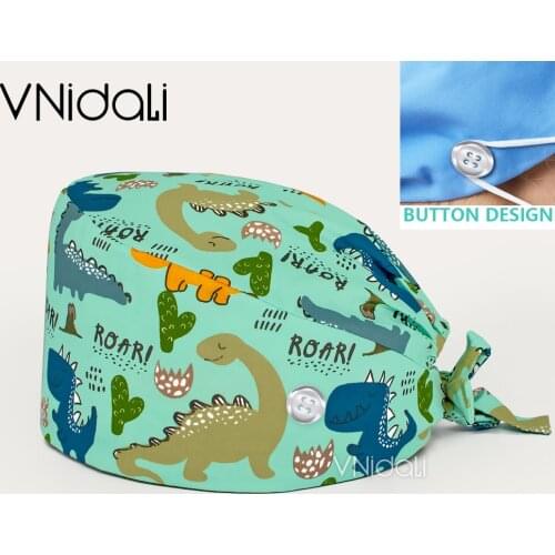 Multicolor unisex Printing whith button Scrub Caps Health service cap surgery Scrubs Hat pet Shop vet lab work cap nurses hats