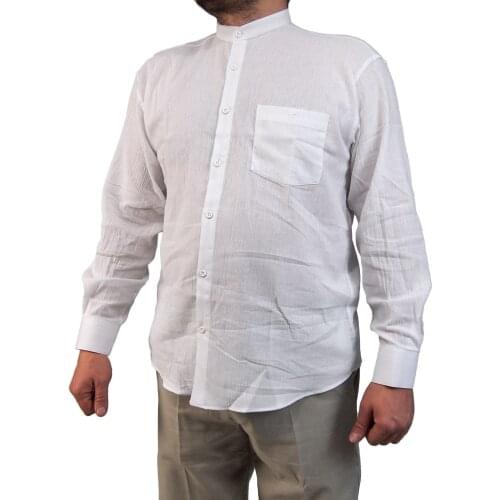 S-4xl Summer New Men Shirt Cotton Linen Stand Tippet Silebezi Solid Long Sleeve Button Retro Comfortable Fit Casual Long Tops