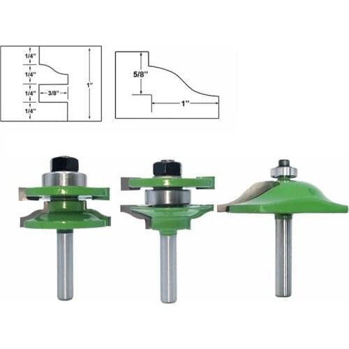 8mm Shank 3pcs Big Cabinet Rail & Stile Tenon Router Bit Set Door Cabinet Panel Raiser Ogee Wood Milling Cutter MC02040