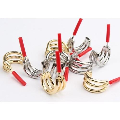 Zinc Alloy Gold Exaggerated Simple Circle C-Shaped Base Earrings Connector 6pcs/lot for DIY Earring Making Supplies Wholesale
