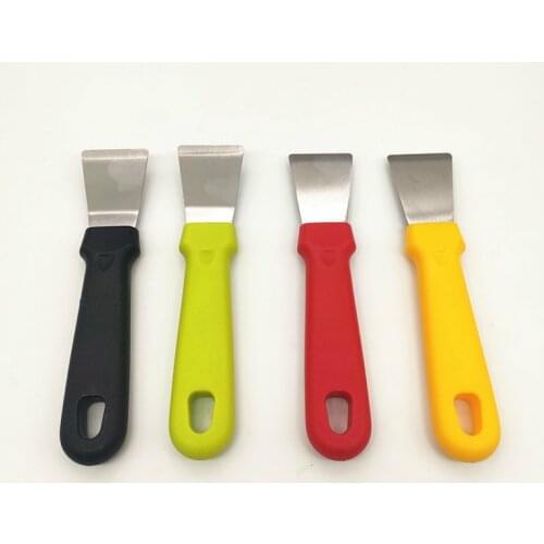 18*4cm Stainless Steel Putty Knife for Range Hood with Plastic Handle, Bend/ Straight Type Kitchen Heavy Oil Spatula