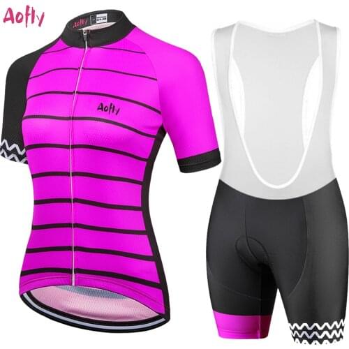Womens Professional Short Sleeve Cycling Jersey Bib Sets Purplish Red MTB Bicycle Clothing Ropa Ciclismo Road Triathlon Uniform