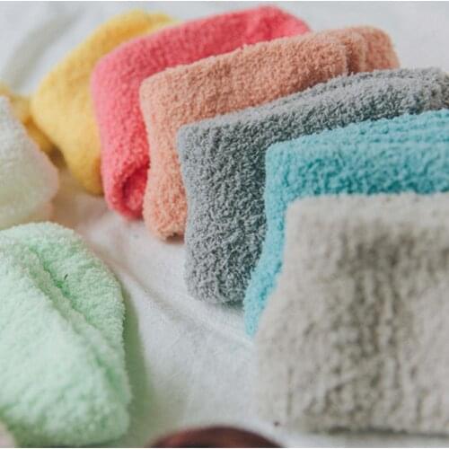 Winter Women Solid Color Thicken Warm Fluffy Cotton Middle Tube Bed Floor Socks