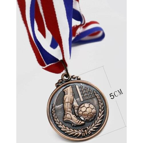 1Pcs Football Copper Medal with Ribbon Soccer Game Medal Sports Metal Medal As Prize for Competition Award