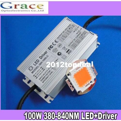 100W full spectrum 400nm~840nm led grow lights with 100w driver for hydroponics