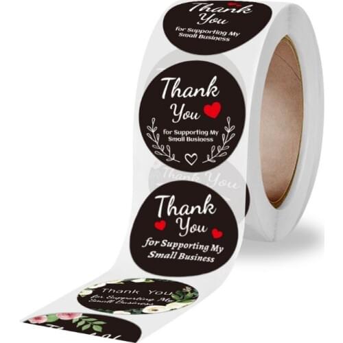 12rolls Round Black Labels For Shop Thank You Stickers Labels Seals Thank You for Supporting My Small Business Stickers Roll