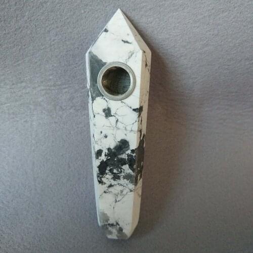 2017 hot wholesale Natural Quartz white Turquoise wand point crystal smoking pipe tobacco pipe smoking cigarett wand treatment